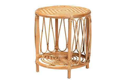 bali & pari Berilo Bohemian Light Honey Rattan End Table