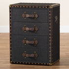 Baxton Studio Jaelyn Vintage Black Canvas 4-Drawer End Table