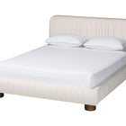 Baxton Studio Emsley Luxe Ivory Pleated Velvet Queen Size Platform Bed