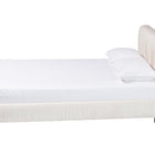Baxton Studio Emsley Luxe Ivory Pleated Velvet Queen Size Platform Bed