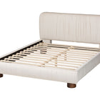 Baxton Studio Emsley Luxe Ivory Pleated Velvet Queen Size Platform Bed