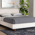 Baxton Studio Emsley Luxe Ivory Pleated Velvet Queen Size Platform Bed