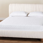 Baxton Studio Emsley Luxe Ivory Pleated Velvet Queen Size Platform Bed