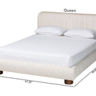 Baxton Studio Emsley Luxe Ivory Pleated Velvet Queen Size Platform Bed