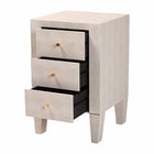 Baxton Studio Leyna Modern Beige Faux Shagreen 3-Drawer End Table