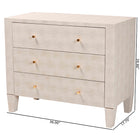 Baxton Studio Leyna Modern Beige Faux Shagreen 3-Drawer Storage Cabinet