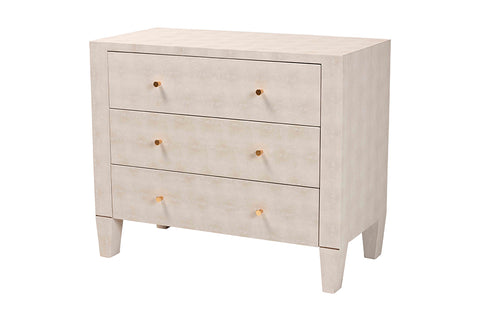 Baxton Studio Leyna Modern Beige Faux Shagreen 3-Drawer Storage Cabinet