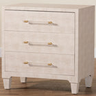 Baxton Studio Nira Modern Beige Faux Shagreen 3-Drawer Storage Cabinet