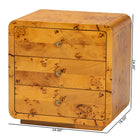 bali & pari Netra Modern and Contemporary Natural Real Burl Wood 3-Drawer Nightstand