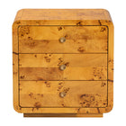 bali & pari Netra Modern and Contemporary Natural Real Burl Wood 3-Drawer Nightstand