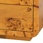 bali & pari Netra Modern and Contemporary Natural Real Burl Wood 3-Drawer Nightstand