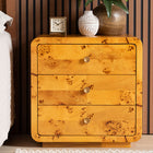 bali & pari Netra Modern and Contemporary Natural Real Burl Wood 3-Drawer Nightstand