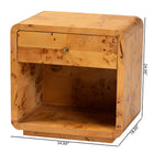 bali & pari Netra Modern and Contemporary Natural Real Burl Wood 1-Drawer Nightstand