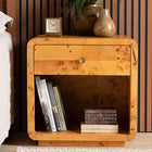 bali & pari Netra Modern and Contemporary Natural Real Burl Wood 1-Drawer Nightstand
