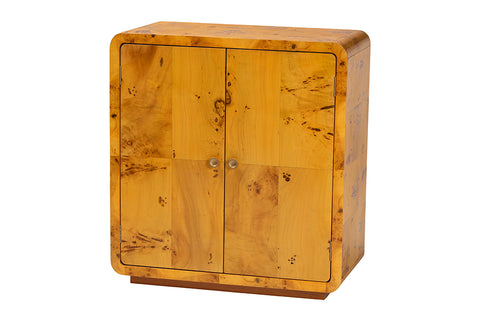 bali & pari Netra Modern and Contemporary Natural Real Burl Wood Storage Cabinet