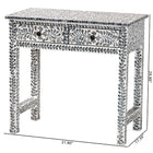 bali & pari Diata Coastal Black and White Mother of Pearl Capiz Shell 2-Drawer Console Table