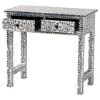 bali & pari Diata Coastal Black and White Mother of Pearl Capiz Shell 2-Drawer Console Table
