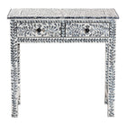 bali & pari Diata Coastal Black and White Mother of Pearl Capiz Shell 2-Drawer Console Table