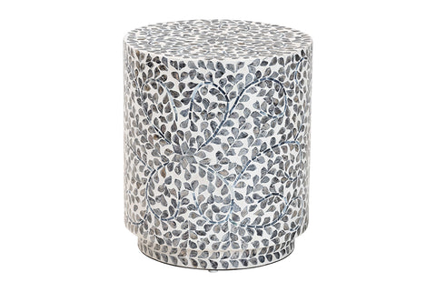 bali & pari Marilla Coastal Black and White Mother of Pearl Capiz Shell Ottoman Footstool