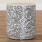 bali & pari Marilla Coastal Black and White Mother of Pearl Capiz Shell Ottoman Footstool