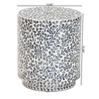 bali & pari Marilla Coastal Black and White Mother of Pearl Capiz Shell Ottoman Footstool