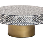 bali & pari Idra Coastal Black and White Mother of Pearl Capiz Shell Coffee Table