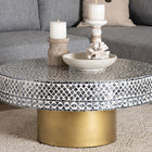 bali & pari Idra Coastal Black and White Mother of Pearl Capiz Shell Coffee Table