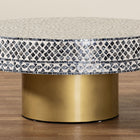 bali & pari Idra Coastal Black and White Mother of Pearl Capiz Shell Coffee Table