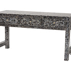 bali & pari Elara Coastal Black and White Mother of Pearl Capiz Shell 3-Drawer Console Table
