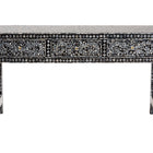 bali & pari Elara Coastal Black and White Mother of Pearl Capiz Shell 3-Drawer Console Table