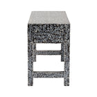 bali & pari Elara Coastal Black and White Mother of Pearl Capiz Shell 3-Drawer Console Table