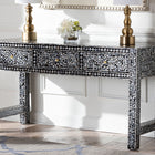 bali & pari Elara Coastal Black and White Mother of Pearl Capiz Shell 3-Drawer Console Table