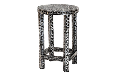 bali & pari Elara Coastal Black and White Mother of Pearl Capiz Shell End Table