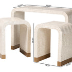 bali & pari Carlyn Coastal Beige and White Mother of Pearl Capiz Shell 3-Piece Accent Table Set