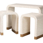 bali & pari Carlyn Coastal Beige and White Mother of Pearl Capiz Shell 3-Piece Accent Table Set