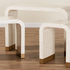 bali & pari Carlyn Coastal Beige and White Mother of Pearl Capiz Shell 3-Piece Accent Table Set