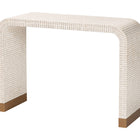 bali & pari Carlyn Coastal Beige and White Mother of Pearl Capiz Shell Console Table