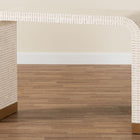 bali & pari Carlyn Coastal Beige and White Mother of Pearl Capiz Shell Console Table