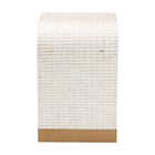 bali & pari Carlyn Coastal Beige and White Mother of Pearl Capiz Shell End Table