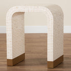 bali & pari Carlyn Coastal Beige and White Mother of Pearl Capiz Shell End Table