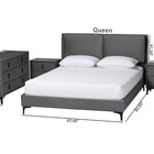 Baxton Studio Etienne Modern Slate Grey Velvet Queen 4-Piece Bedroom Set