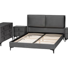 Baxton Studio Etienne Modern Slate Grey Velvet Queen 4-Piece Bedroom Set