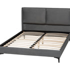Baxton Studio Etienne Modern Slate Grey Velvet Queen Platform Bed