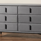 Baxton Studio Etienne Modern Slate Grey Velvet 6-Drawer Dresser