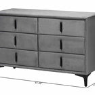Baxton Studio Etienne Modern Slate Grey Velvet 6-Drawer Dresser