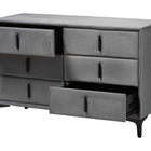 Baxton Studio Etienne Modern Slate Grey Velvet 6-Drawer Dresser