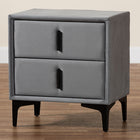 Baxton Studio Etienne Modern Slate Grey Velvet 2-Drawer Nightstand