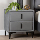 Baxton Studio Etienne Modern Slate Grey Velvet 2-Drawer Nightstand