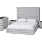 Baxton Studio Cadmus Modern Light Grey Channel-Tufted Fabric King Size 4-Piece Bedroom Set