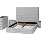 Baxton Studio Cadmus Modern Light Grey Channel-Tufted Fabric King Size 4-Piece Bedroom Set